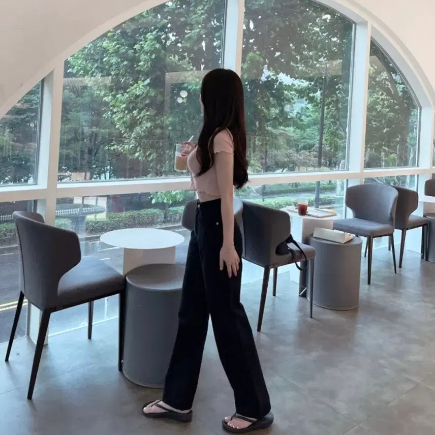 [SOLD OUT] 유니콩 허리쏘옥 전직원픽 극찬 와이드 면팬츠 검정