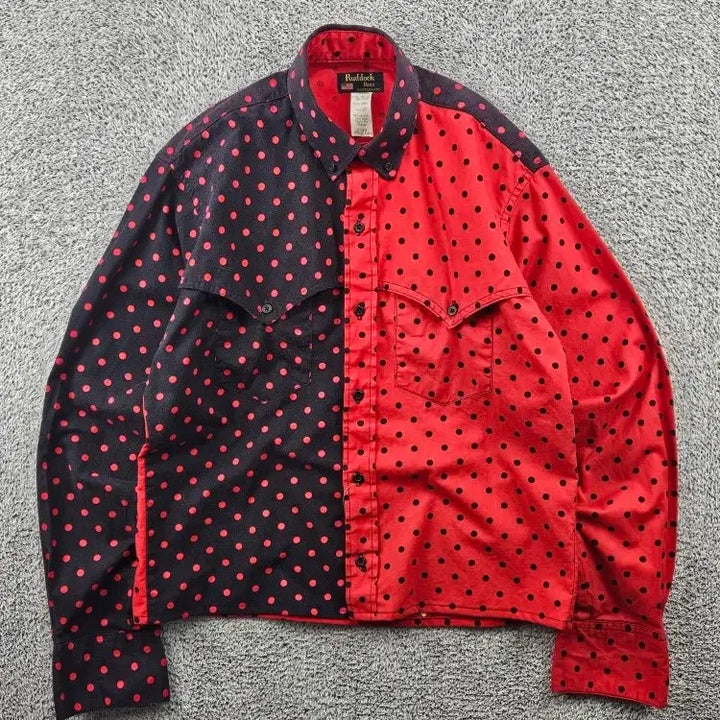 [BUNJANG] USA RUDDOCK Cropped Custom Dot Shirt (M) / USA RUDDOCK 크롭 커스텀 도트 셔츠 ( M ) / 11514