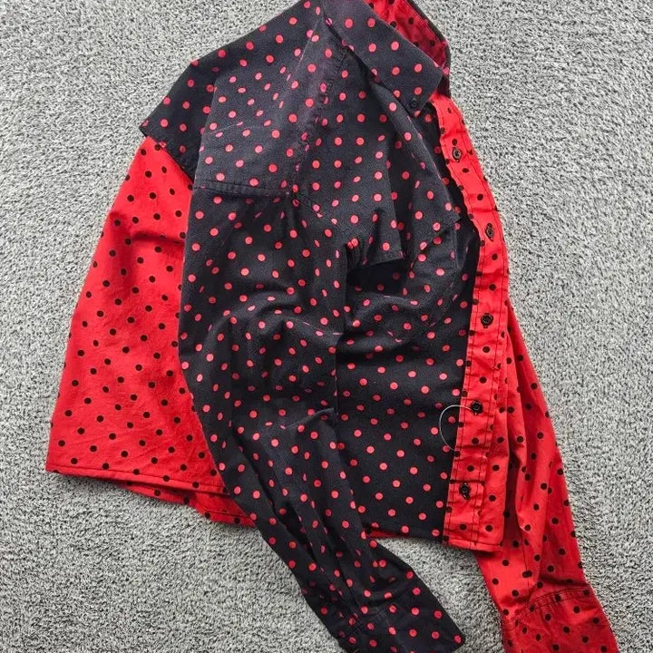 [BUNJANG] USA RUDDOCK Cropped Custom Dot Shirt (M) / USA RUDDOCK 크롭 커스텀 도트 셔츠 ( M ) / 11514