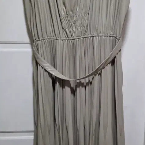 [BUNJANG] System Pleated Faux Leather Midi Dress / 시스템 벨트 플리츠 가죽 원피스