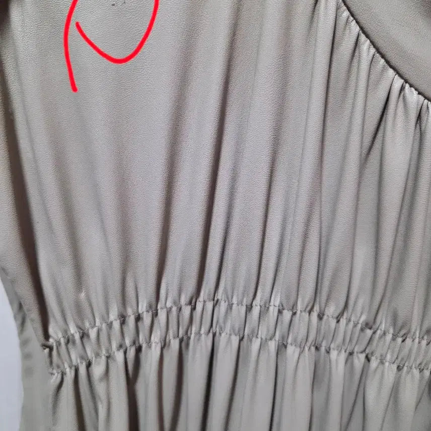 [BUNJANG] System Pleated Faux Leather Midi Dress / 시스템 벨트 플리츠 가죽 원피스
