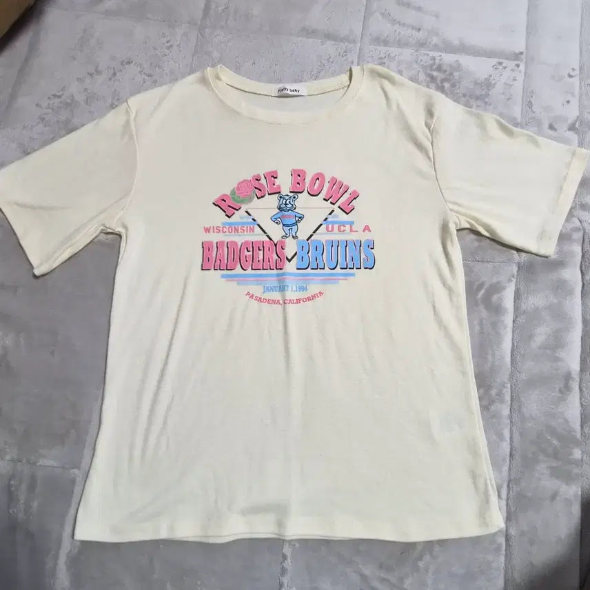 [BUNJANG] Rose Bowl Cream Printed T-shirt / Rose Bowl 로즈볼 프린팅 반팔 티셔츠