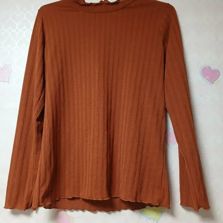 [BUNJANG] Brick See-Through Ribbed Frill Neck Long Sleeve T-Shirt / 브릭 시스루 골지 프릴넥 긴팔 티셔츠