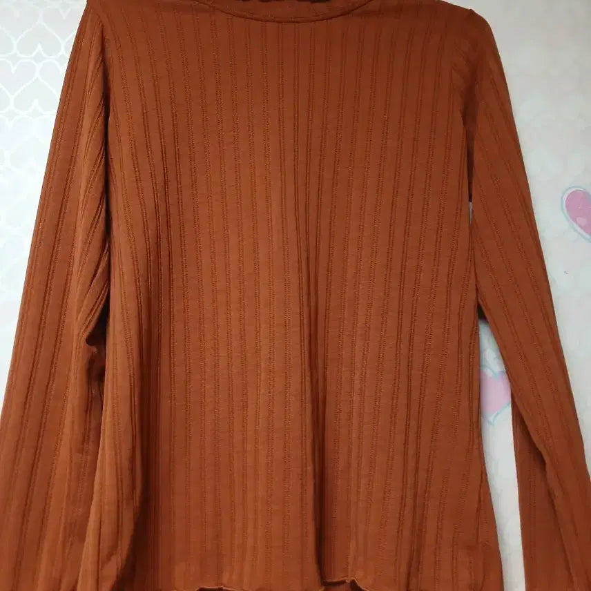 [BUNJANG] Brick See-Through Ribbed Frill Neck Long Sleeve T-Shirt / 브릭 시스루 골지 프릴넥 긴팔 티셔츠