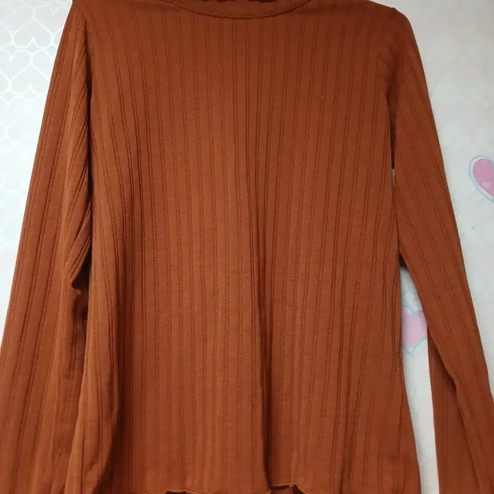 [BUNJANG] Brick See-Through Ribbed Frill Neck Long Sleeve T-Shirt / 브릭 시스루 골지 프릴넥 긴팔 티셔츠