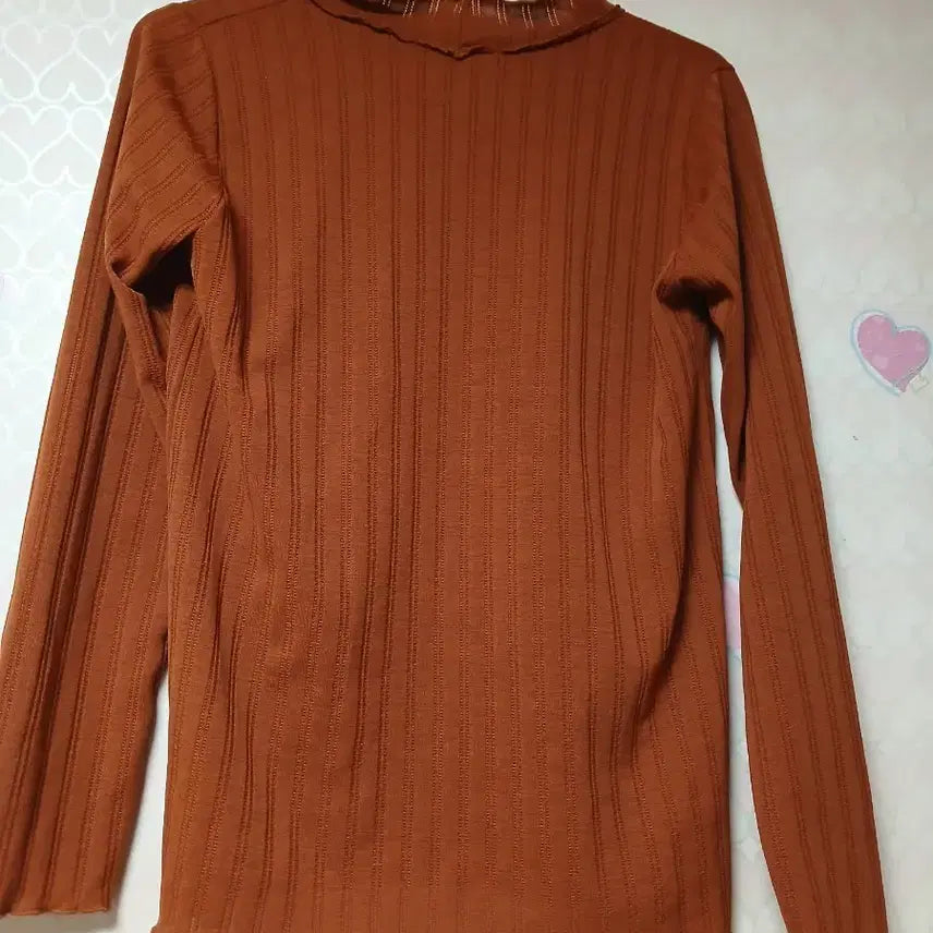 [BUNJANG] Brick See-Through Ribbed Frill Neck Long Sleeve T-Shirt / 브릭 시스루 골지 프릴넥 긴팔 티셔츠