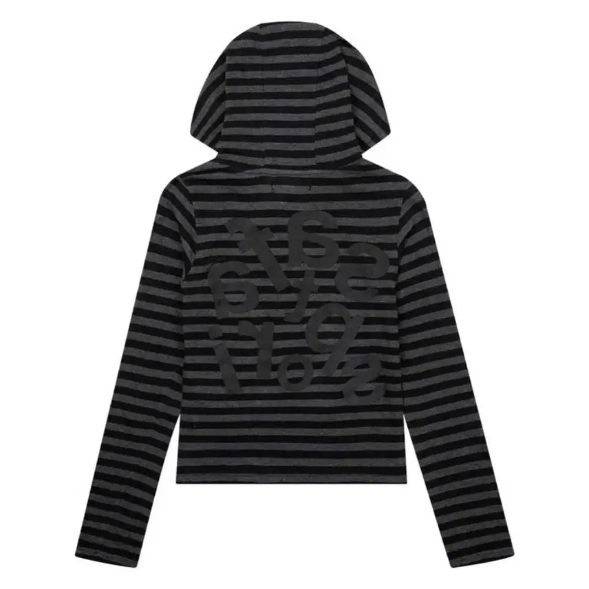 [BUNJANG] Safari Spot Stripe Border Hoodie / [2] 사파리스팟 1/2 티켓팅 스트라이프 보더 후디 블랙 후드 티셔츠