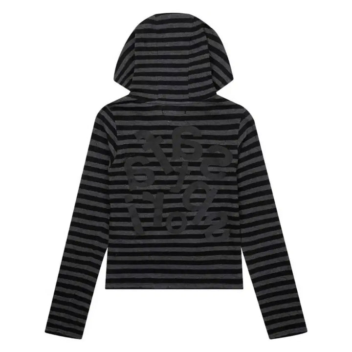 [BUNJANG] Safari Spot Stripe Border Hoodie / [2] 사파리스팟 1/2 티켓팅 스트라이프 보더 후디 블랙 후드 티셔츠