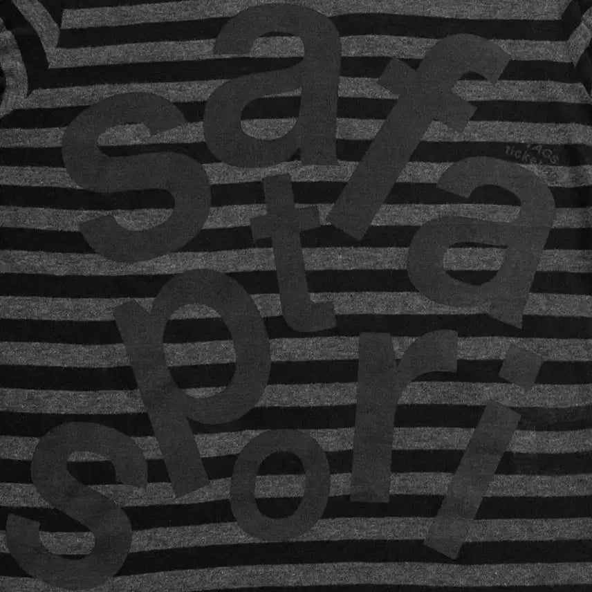 [BUNJANG] Safari Spot Stripe Border Hoodie / [2] 사파리스팟 1/2 티켓팅 스트라이프 보더 후디 블랙 후드 티셔츠