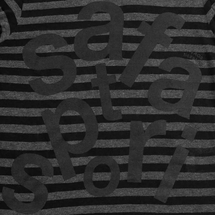 [BUNJANG] Safari Spot Stripe Border Hoodie / [2] 사파리스팟 1/2 티켓팅 스트라이프 보더 후디 블랙 후드 티셔츠