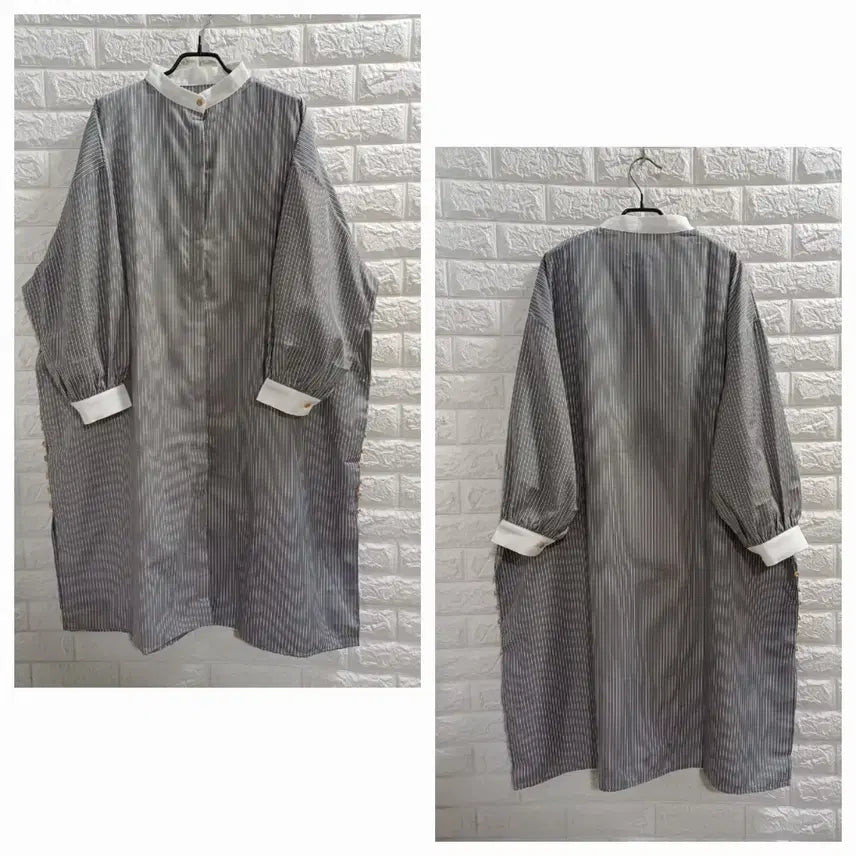 [BUNJANG] Oversized Striped Shirt Long Dress / 박시한 스트라이프 셔츠 롱원피스