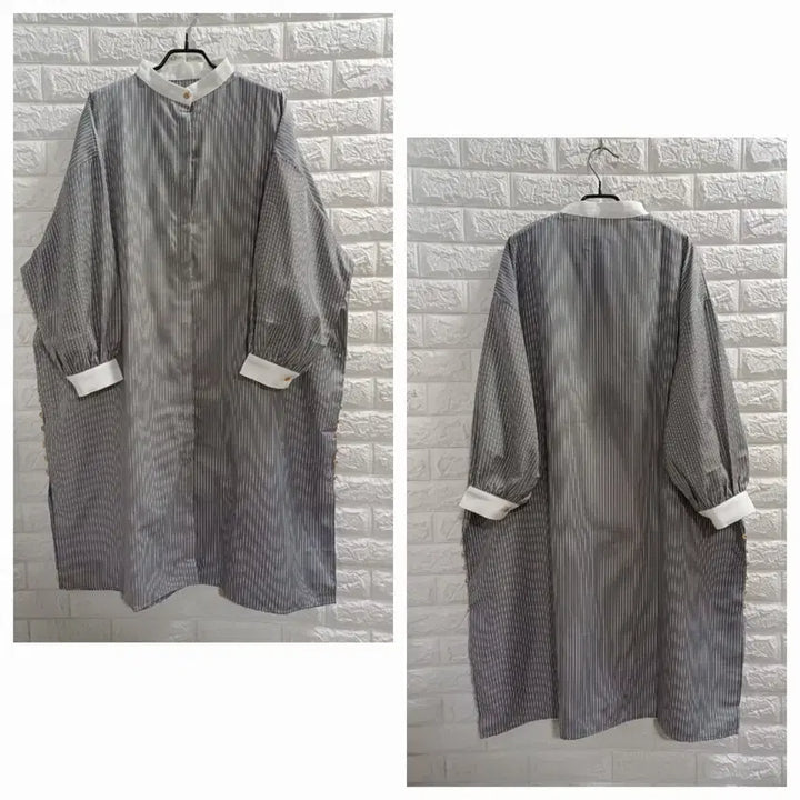 [BUNJANG] Oversized Striped Shirt Long Dress / 박시한 스트라이프 셔츠 롱원피스