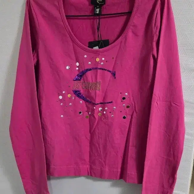 [BUNJANG] Just Cavalli Pink Embroidered T-shirt / 저스트 카발리 핑크색 여성 티셔츠 택새상품