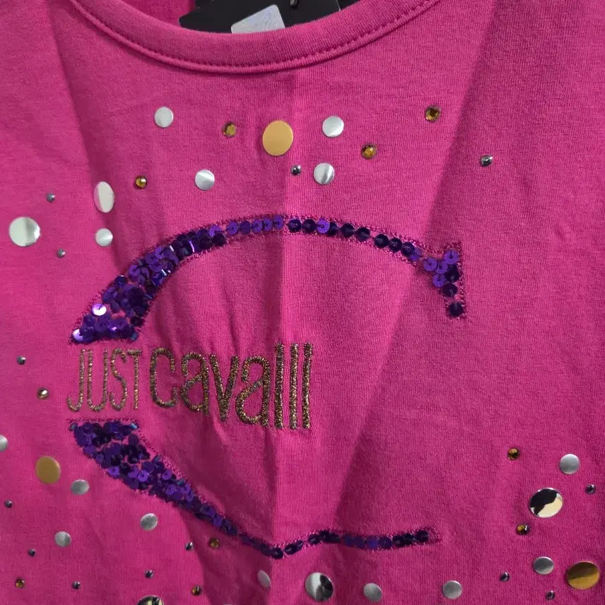 [BUNJANG] Just Cavalli Pink Embroidered T-shirt / 저스트 카발리 핑크색 여성 티셔츠 택새상품