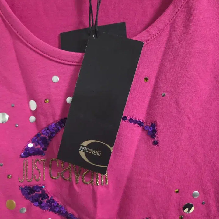 [BUNJANG] Just Cavalli Pink Embroidered T-shirt / 저스트 카발리 핑크색 여성 티셔츠 택새상품