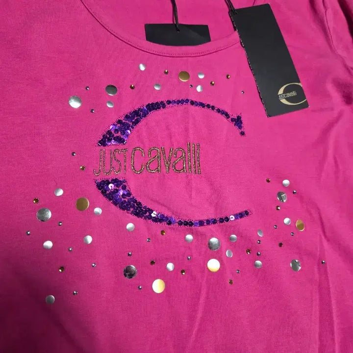 [BUNJANG] Just Cavalli Pink Embroidered T-shirt / 저스트 카발리 핑크색 여성 티셔츠 택새상품