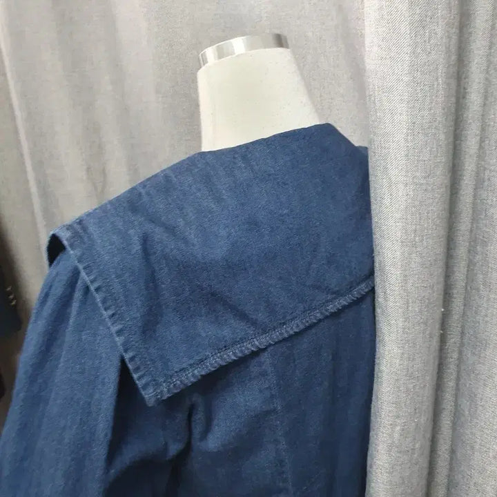 [BUNJANG] M Blue Denim Sailor Collar Blouse / M진청 카라 세라 청블라우스