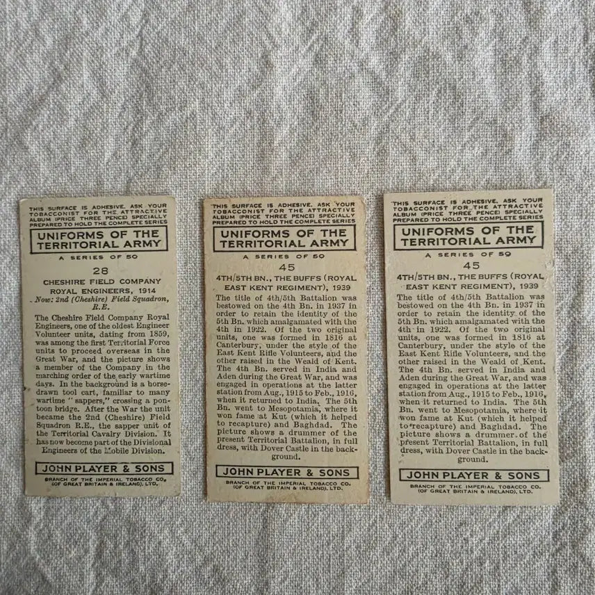 [BUNJANG] John Player &amp; Sons British Territorial Army Antique Card Set / 영국빈티지카드 유럽빈티지카드 유럽엔틱 영국엔틱 영국군복 영국육군 군인