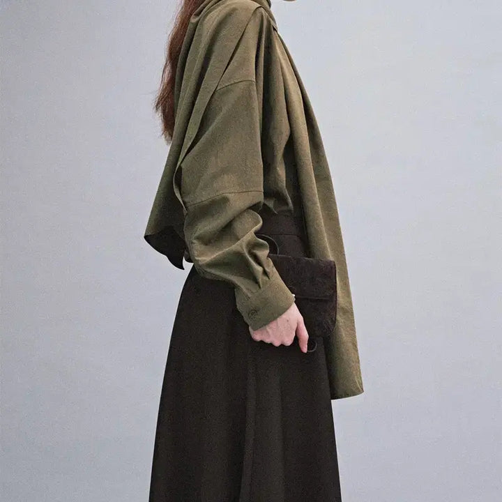 [BUNJANG] ETHOS Unbalanced Flare Skirt / ETHOS 에토스 언발 플레어 스커트 (카키브라운)