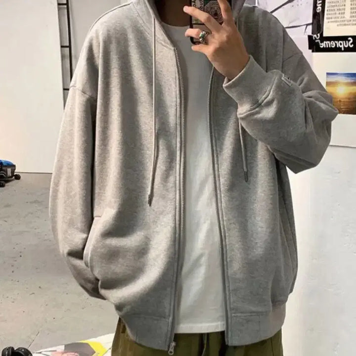 [BUNJANG] Oversized Fleece Hoodie / 기모 후드집업 오버핏 새상품
