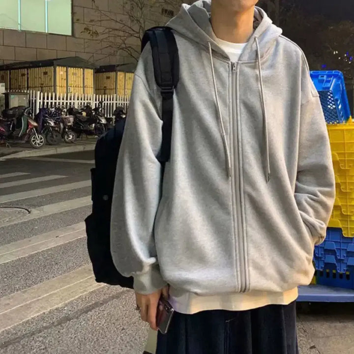 [BUNJANG] Oversized Fleece Hoodie / 기모 후드집업 오버핏 새상품
