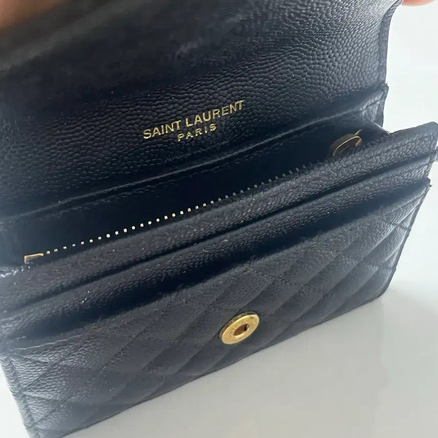 [BUNJANG] Yves Saint Laurent Matelassé Monogram Card Wallet / 정품 명품 입생로랑 믹스 마틀라세 모노그램 플랩 카드지갑 반지갑