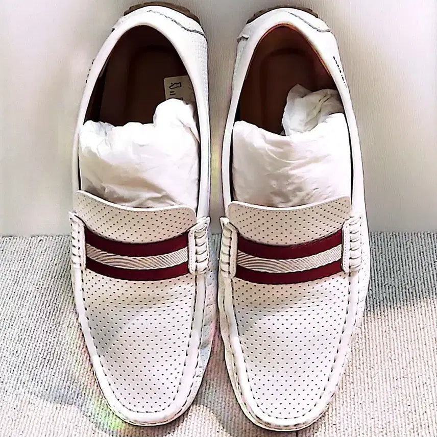 [BUNJANG] BALLY PEARCE White Leather Driving Shoes / [정품] 발리(BALLY).남성용. 피어스 화이트 가죽 드라이빙 슈즈