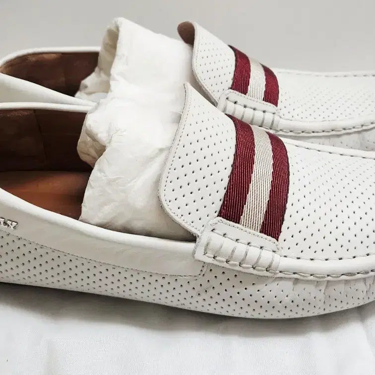[BUNJANG] BALLY PEARCE White Leather Driving Shoes / [정품] 발리(BALLY).남성용. 피어스 화이트 가죽 드라이빙 슈즈