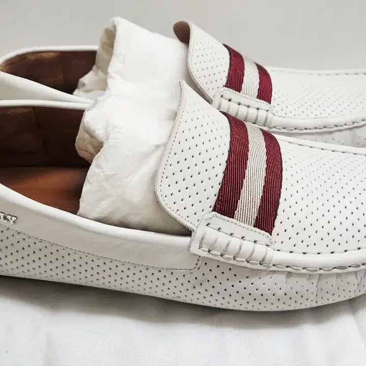 [BUNJANG] BALLY PEARCE White Leather Driving Shoes / [정품] 발리(BALLY).남성용. 피어스 화이트 가죽 드라이빙 슈즈