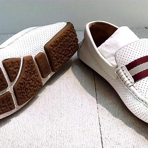[BUNJANG] BALLY PEARCE White Leather Driving Shoes / [정품] 발리(BALLY).남성용. 피어스 화이트 가죽 드라이빙 슈즈