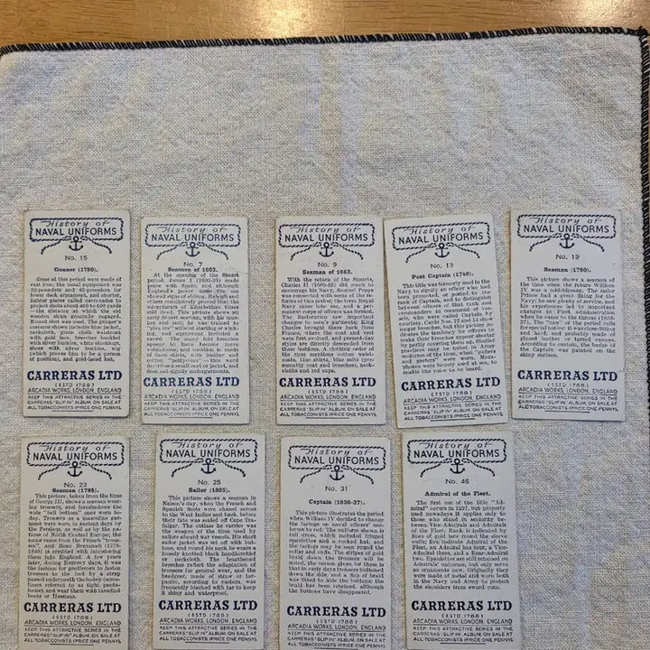 [BUNJANG] John Player &amp; Sons Ltd Naval Uniforms Vintage Cards / 영국빈티지카드 유럽빈티지카드 영국군복 영국해군 군인