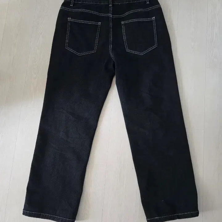 [SOLD OUT] 블랙 와이드 스티치 데님 팬츠 L