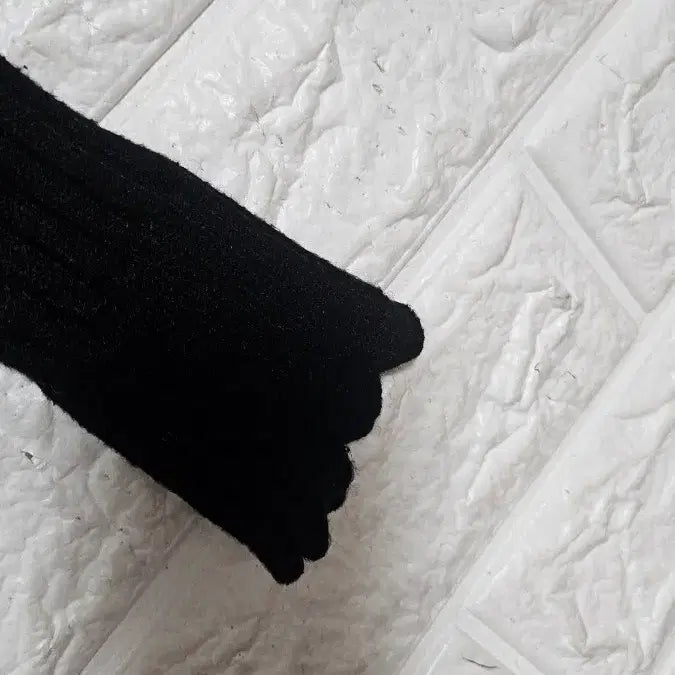[BUNJANG] Black Ribbed Knit Top / 골지 반목 블랙 니트 긴팔s