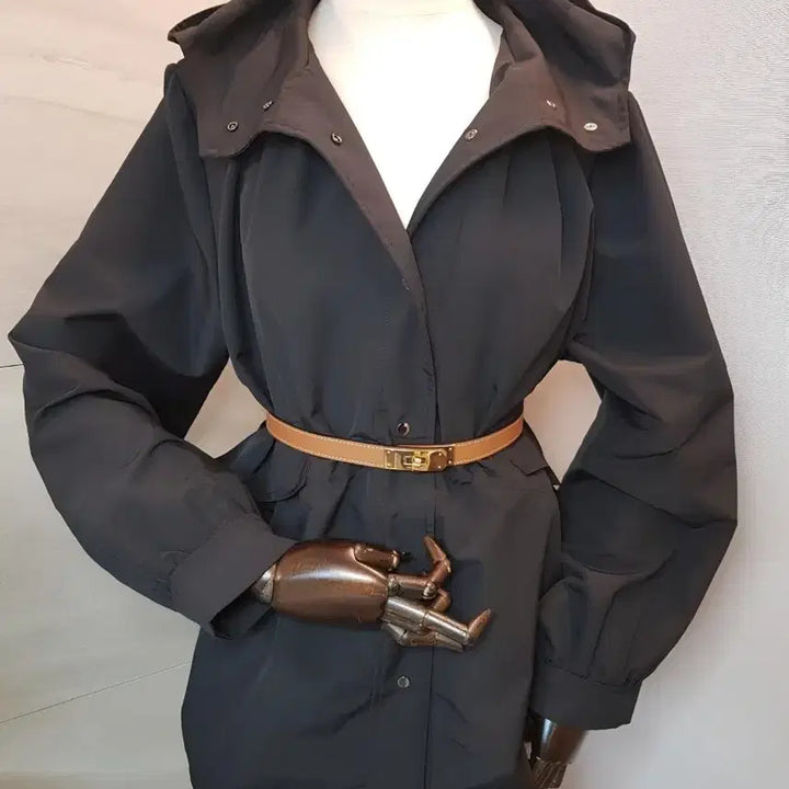 [BUNJANG] The Soo Lee Shirred High-Neck Hooded Jumper Jacket / 지금 입기 딱 좋은 셔링 하이넥 후드 점퍼자켓 새상품
