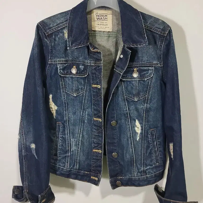 [BUNJANG] Zara Trafaluc Denim Jacket / 자라 트라팔룩 데님 청자켓 데미지 워싱