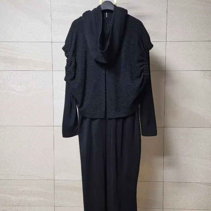 [BUNJANG] System Layered Knit Mix Long Dress / 22 시스템 후드 레이어드 니트 믹스 롱 원피스