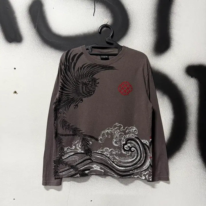 [BUNJANG] Bullet Noise Japanese Oriental Phoenix Print Long Sleeve T-shirt / Bullet Noise 재패니즈 오리엔틀 봉황 프린팅 롱슬리브 티셔츠