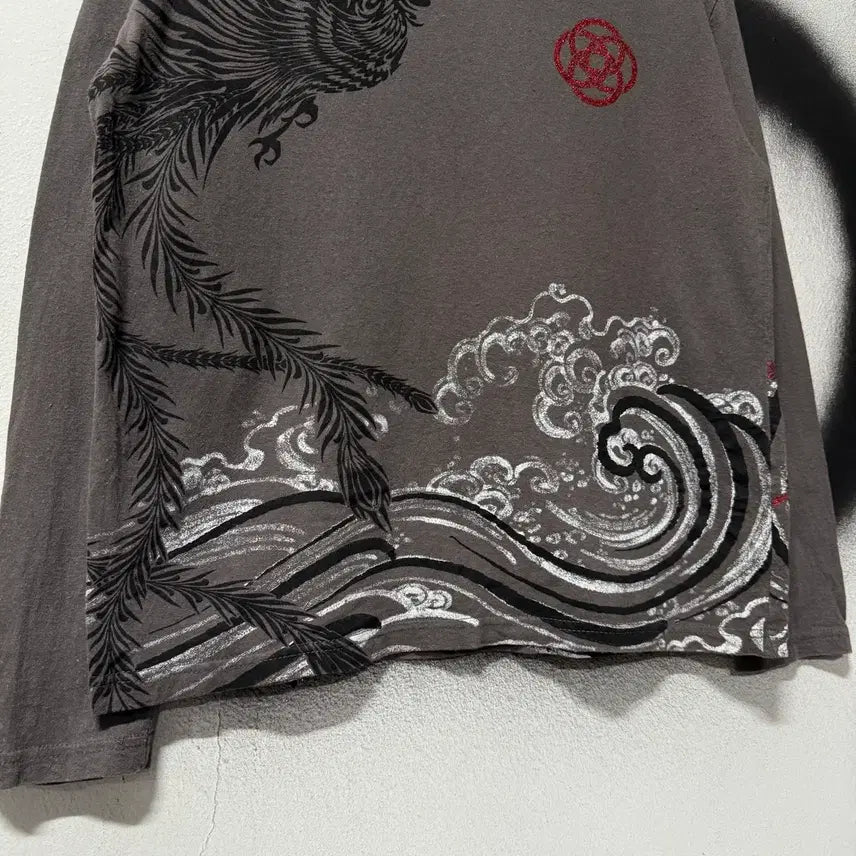 [BUNJANG] Bullet Noise Japanese Oriental Phoenix Print Long Sleeve T-shirt / Bullet Noise 재패니즈 오리엔틀 봉황 프린팅 롱슬리브 티셔츠