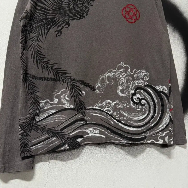 [BUNJANG] Bullet Noise Japanese Oriental Phoenix Print Long Sleeve T-shirt / Bullet Noise 재패니즈 오리엔틀 봉황 프린팅 롱슬리브 티셔츠