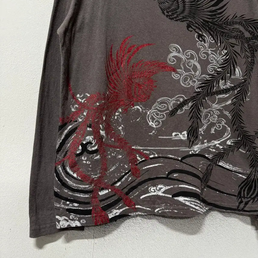 [BUNJANG] Bullet Noise Japanese Oriental Phoenix Print Long Sleeve T-shirt / Bullet Noise 재패니즈 오리엔틀 봉황 프린팅 롱슬리브 티셔츠