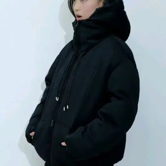 [BUNJANG] Roughneck Hooded Puffer Down Jacket (Black) M / 러프넥 후드 푸퍼 다운 자켓 블랙 패딩 M