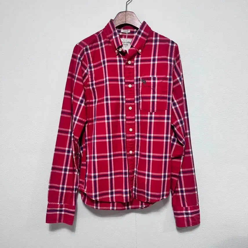 [BUNJANG] Abercrombie Red Check Long Sleeve Shirt / 아베크롬비 레드 체크 긴팔 셔츠