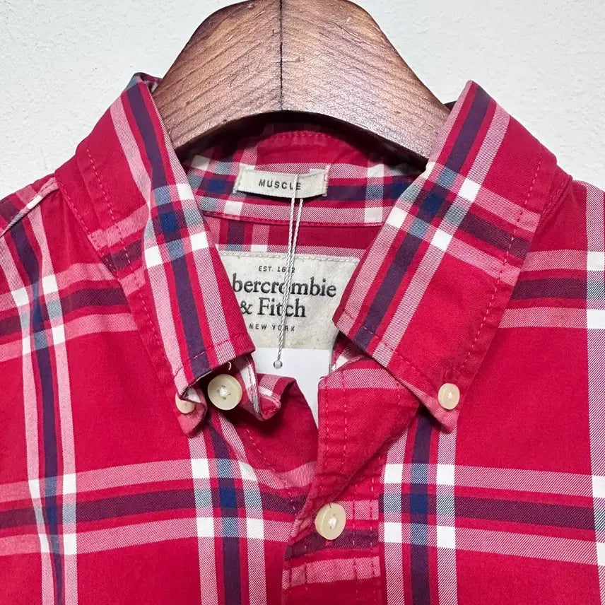 [BUNJANG] Abercrombie Red Check Long Sleeve Shirt / 아베크롬비 레드 체크 긴팔 셔츠