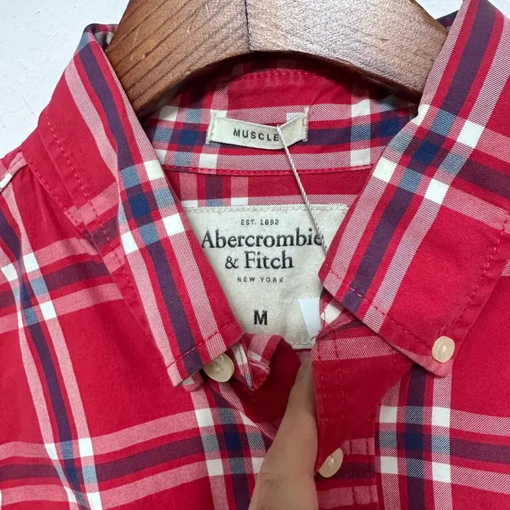 [BUNJANG] Abercrombie Red Check Long Sleeve Shirt / 아베크롬비 레드 체크 긴팔 셔츠
