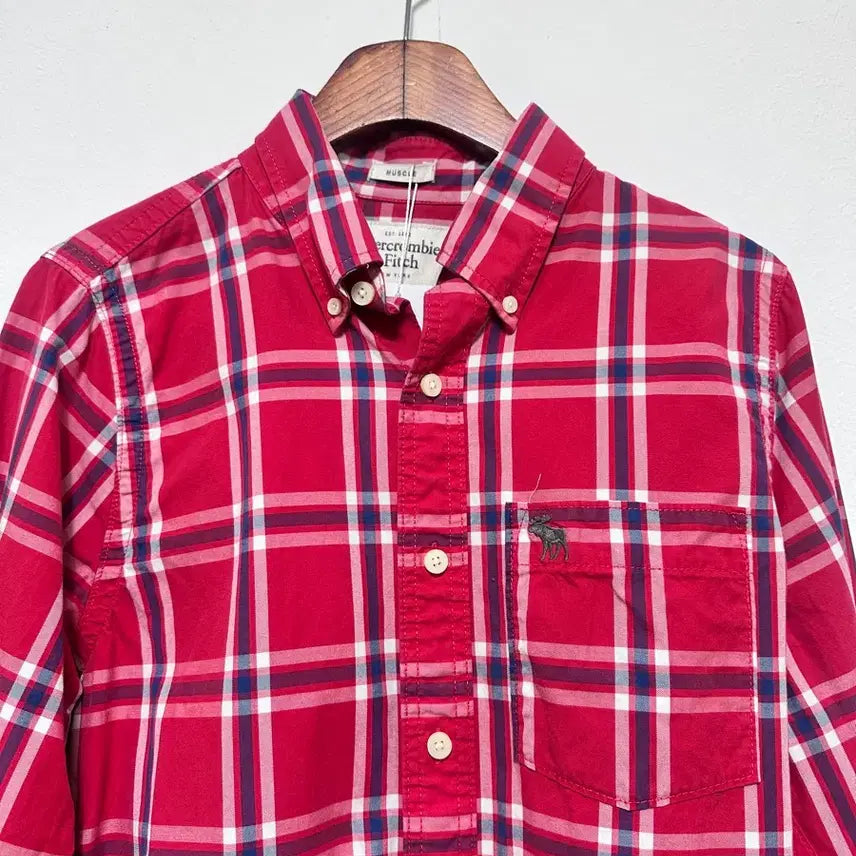 [BUNJANG] Abercrombie Red Check Long Sleeve Shirt / 아베크롬비 레드 체크 긴팔 셔츠
