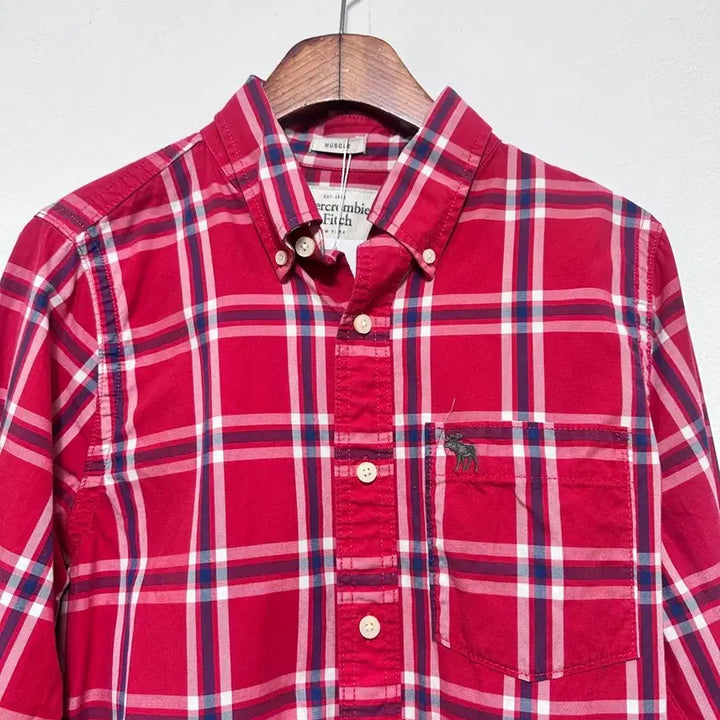 [BUNJANG] Abercrombie Red Check Long Sleeve Shirt / 아베크롬비 레드 체크 긴팔 셔츠