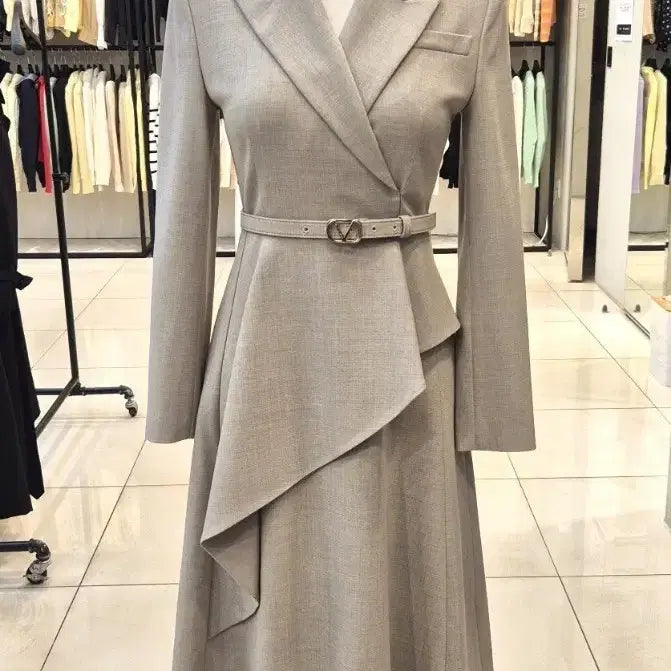 [BUNJANG] Misha V-Neck Belted Wrap Long Dress / 미샤 브이넥 벨트 랩 롱 원피스