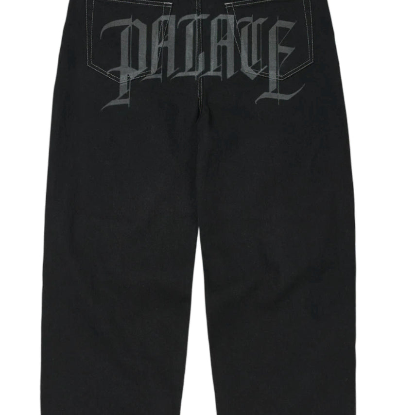 [BUNJANG] Palace P90 배기 스크립트 진 Black Stone Wash Jeans / (34) 팔라스 25FW P90 배기 스크립트 진 블랙 스톤워시
