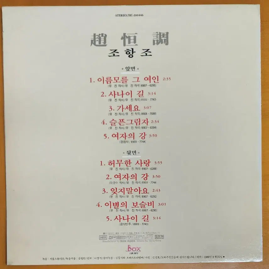 [BUNJANG] Jo Hang Jo - Unknown Woman LP / LP/조항조-이름모를 그여인