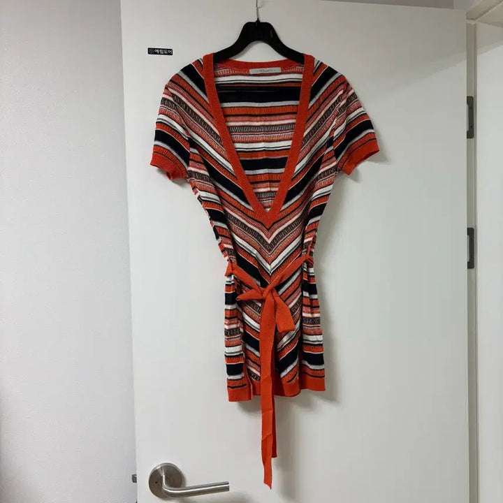 [BUNJANG] CHATELAINE Deep V-Neck Belted Short-Sleeve Knit Top / 277 CHATELAINE 샤트렌 딥브이넥 벨티드 반팔니트 오렌지